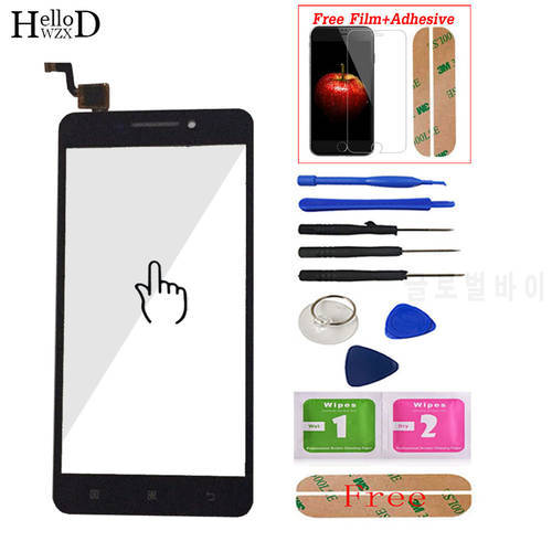 For Lenovo A5000 A 5000 Touch Screen Glass Digitizer Panel Front Glass Lens Sensor Flex Tools Adhesive + Screen Protector Gift
