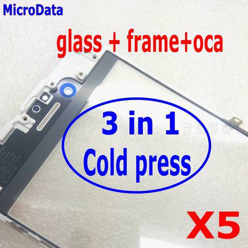 5pcs NEW COLD PRESS Front Glass frame WITH oca For iPhone 6 6s plus Outer Glass with Bezel Frame with oca lcd repair part AAA+