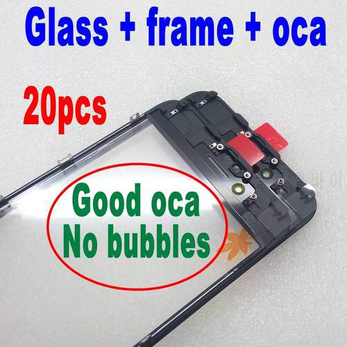20pcs cold press Front Glass+frame+oca For iPhone 6 6s plus Outer Glass with Bezel Frame with oca lcd repair part best quality