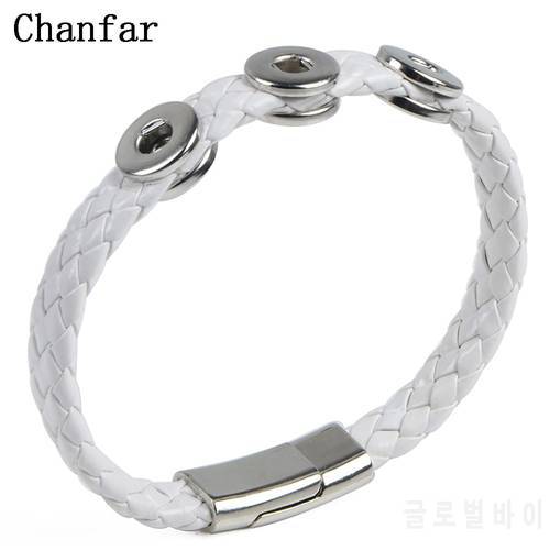 Chanfar 10 colors PU leather Bracelet Fit 12mm Snap Button Armband Jewelry