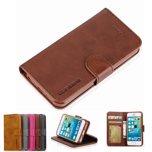 Case For iPhone 5 5S SE Phone Bag Cover Luxury Magnetic Flip Plain Vintage Wallet Leather Case Etui For Apple iPhone 5 S E Coque