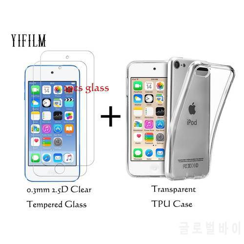 For Apple iPod Touch 5 6 7 Generation Transparent TPU Back Cover Case 9H 0.3MM 2.5D Tempered Glass Film iPod Touch 6th 5th Gen