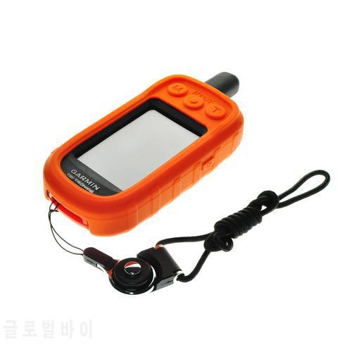 Protect Silicone Case Skin + Black Detachable Ring Neck Strap Lanyard for Handheld GPS Garmin Alpha 100 Alpha100 Accessories