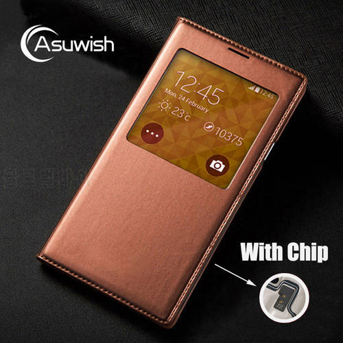 Flip Cover Leather Smart View Case For Samsung Galaxy S5 S 5 Galaxys5 Samsungs5 SM G900 G900F G900FD SM-G900F SM-G900 Phone Case