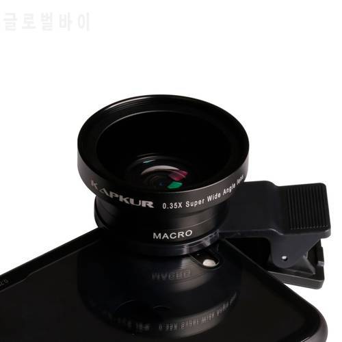 Kapkur phone lens , 2 in 1 kit, 12.5X macro lens / 0.35 super wide angle lens with clip-on for all series smartphone