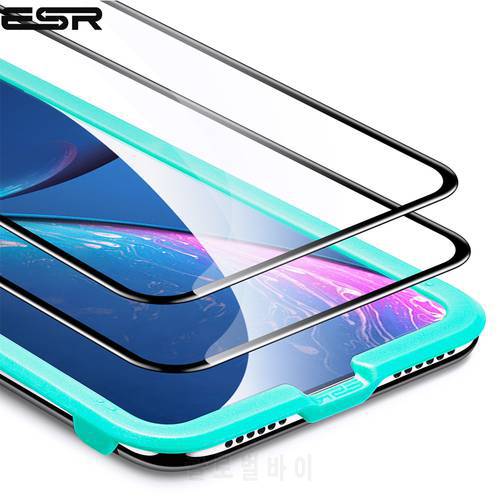 ESR 2PCS Screen Protector for iPhone X XS XR XS Max 11 Pro Max Full Coverage Screen Easy Install Clear Tempered Glass Film