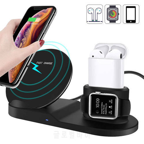 3 in 1 10W Qi Fast Phone Wireless Charger Stand for iPhone 11 Xs/Xs Max/XR/X /8/8 Plus/Samsung S9 S8+Apple iWatch Series 1/2/3/4