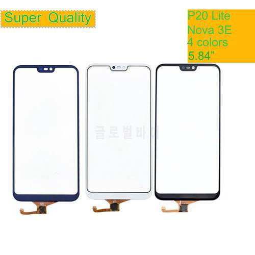 10Pcs/Lot For Huawei P20 Lite Nova 3E Touch Screen Touch Panel Sensor Digitizer Front Glass Outer LCD Lens Replacement
