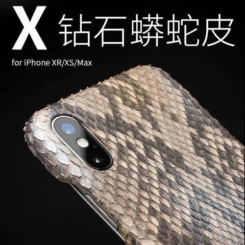 New Real Pure Natural Python Skin Original Qialino Brand Back Phone Cover For iphone X XR XS MAX Genuine Leather Phone Case