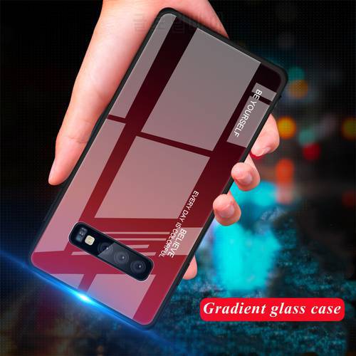 50pcs/lot free shipping Gradient Tempered Glass Soft TPU Frame Cases for Samsung Galaxy S10 S10Lite S10Plus A40 A60 A70