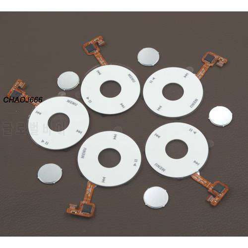 5 sets/lot White Clickwheel Click Wheel + Silver Central Button Key for iPod 6th 7th Classic 80GB 120GB Thick Thin 160GB