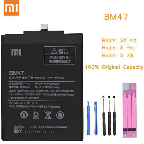 Original Phone Battery for Redmi 3S Battery Xiaomi hongmi 3S 3X 3 Pro BM47 Replacement Batteries Xiomi hongmi 4X bateria