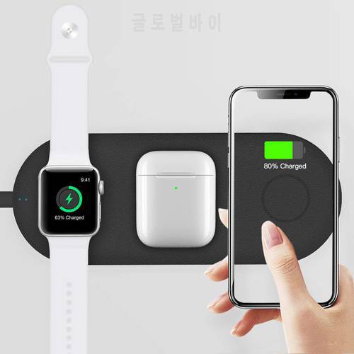 3 IN 1 QI Wireless Charger Pad for Apple Watch 5 2 3 4 Series AirPods 2 iPhone X 8 Plus XS 11 Max XR Fast Wireless Charging Dock