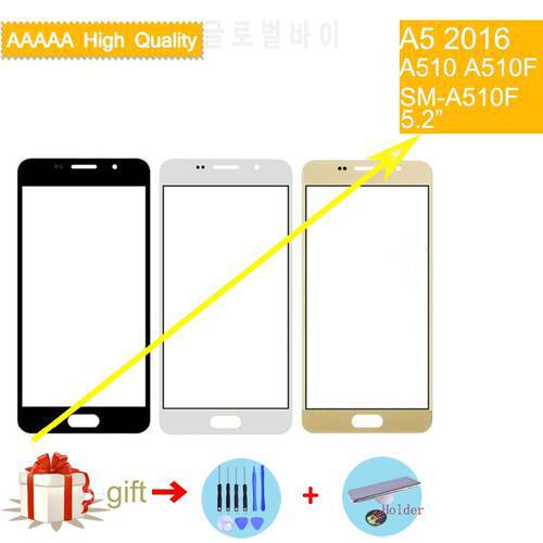 TouchScreen For Samsung Galaxy A5 2016 A510 A510M SM-A510F A510F Touch Screen Front Panel Glass Lens Front Outer LCD Glass