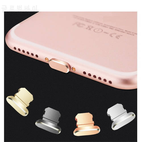 50pcs/lot for Iphone Acessorio Metal Skin PC Charger Port Anti Dust Plug For IPhone 7 8 X 6 Plus