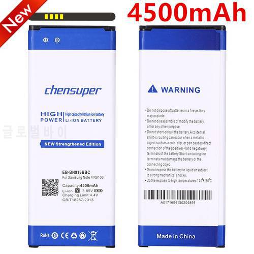 chensup EB-BN916BBC Battery For Samsung Galaxy Note 4 N9100 N910U N910F N910A High Capacity 4500mAh Replacement Battery