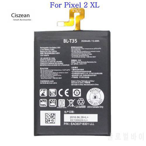 Ciszean 1x 3520mAh 3.85V DC BL-T35 Replacement Battery For LG Google 2 Pixel 2 XL Batteries
