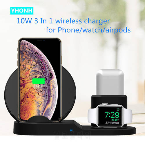 10W 3 in 1 Qi Wireless Charger Stand for iPhone13 12 11 XS XR X 8 AirPods Pro Charge Dock Station For Apple Watch iWatch 5 4 3 2