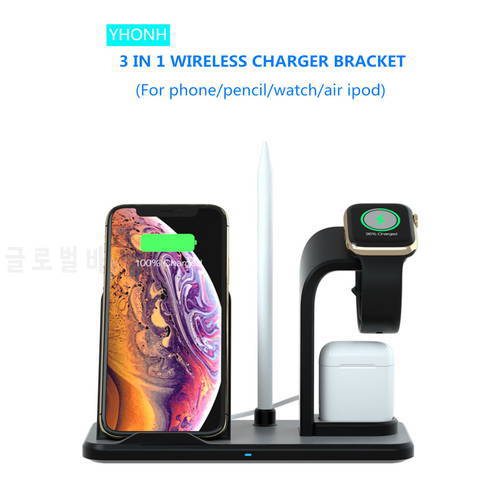 3in1 Qi Wireless Charger Holder Stand CargadoR For Apple Watch Series 4 3 2 Iphone XS MAX XR + Iwatch Airpods Station