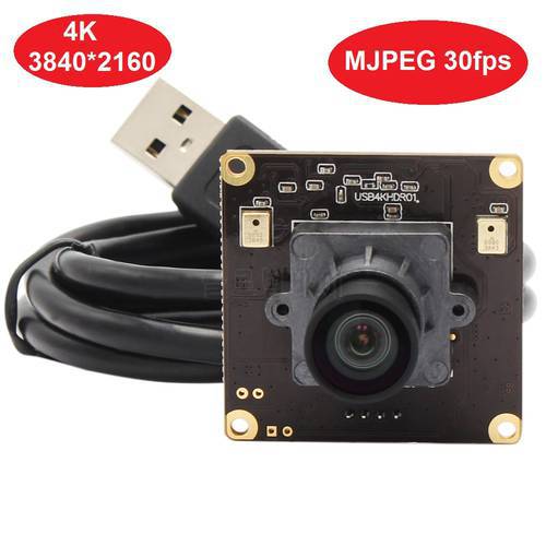ELP 4K 3840*2160 USB Camera module with High frame rate 3840x2160 Mjpeg 30fps ,No Distortion Lens USB Webcam Camera Board