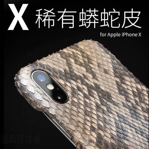 Real Pure Natural Python Skin Original Qialino Brand Back phone cover for iphone X Genuine Leather Phone case for iphoneX