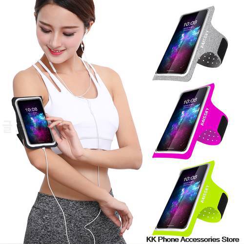 HAISSKY Sport Running Armbands Case Ultra-thin Belt On Hand Mobile Phone Pack Touchble Gym Arm Band For iPhone 6 7 8 Plus Xiaomi