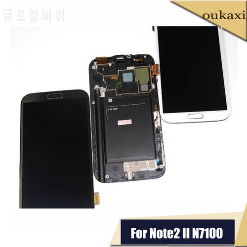 Grade AAA For Samsung Galaxy Note2 Note 2 N7105 N7100 LCDS Super AMOLED LCD Screen Display With Frame Digitizer Assembly