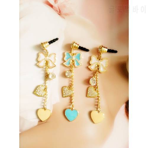 Fashion Bow and Heart Pendant Anti Dust Plug For Iphone For Andriod And All 3.5mm Earphone Jack Plug
