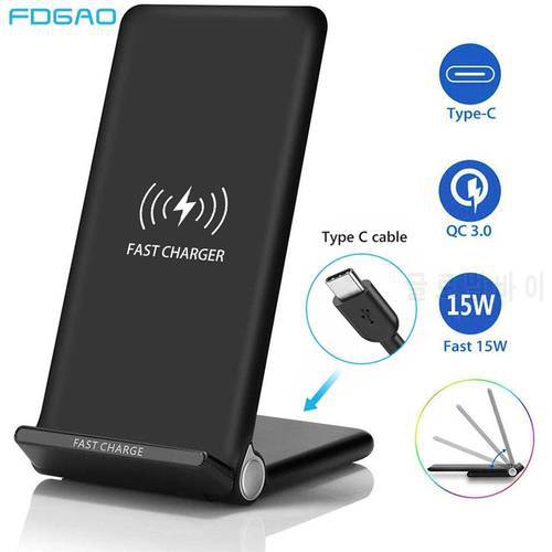 FDGAO 15W Wireless Charger Stand Fast Charging Pad Dock Station Phone Holder for iPhone 14 13 12 11 XS XR X 8 Samsung S22 S21