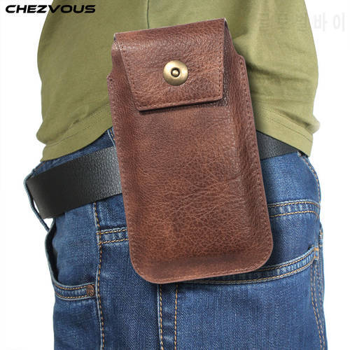 CHEZVOUS Holster Belt Phone Case 4.7 5.2 5.5 6.5 inch For iPhone Samsung Huawei Xiaomi Smart Phones Leather Ultra-thin Waist Bag