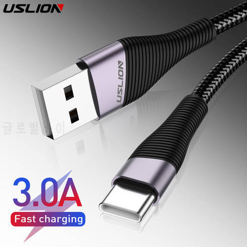 USLION 2M USB Type C Cable For Samsung S21 Huawei P50 Pro 3.0A Fast Charge Type-C Phone Charging Wire USB C Cable for Samsung s9
