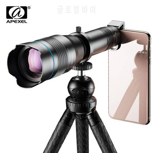 APEXEL Optional HD 60X metal telescope telephoto lens monocular mobile lens+ extendable tripod for iPhone Huawei all Smartphones