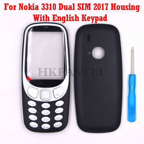 HKFASTEL Original housing keyboard For Nokia 3310 2017 Dual SIM New original Full Complete Mobile Phone Cover Case With Keypad