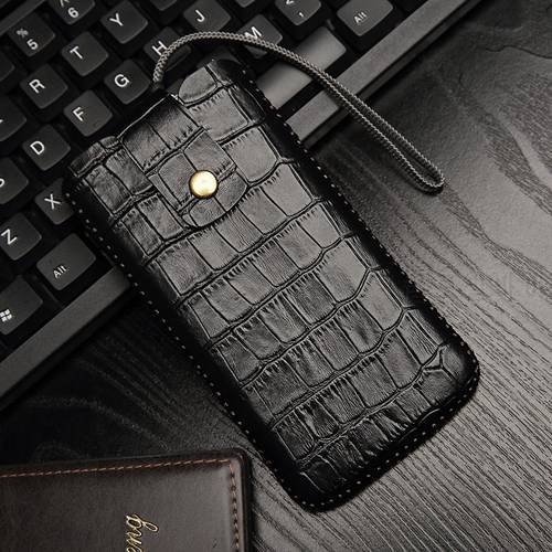 Genuine Leather Pull Sleeve Pouch Bags Cover Real Cowhide Magnetic Case For Samsung Galaxy S10+ S10 Plus S10e Crocodile Grain