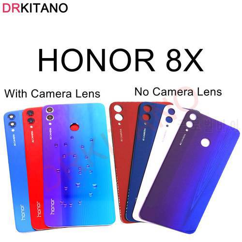 For Huawei Honor 8X Back Battery Glass Cover Panel JSN-L21 Rear Door Housing Case For Honor 8X Battery Cover With Camera Lens
