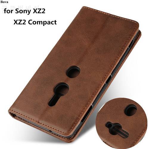 Leather case For Sony Xperia XZ3 XZ2 Compact Flip case card holder Holster Magnetic attraction cover Wallet Case