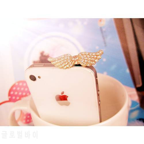 Exquisite Diamond Angel Wings Anti Dust Plug For Iphone6 6s For Samsung S6 For Xiaomi Meizu And All 3.5mm Earphone Jack Plug