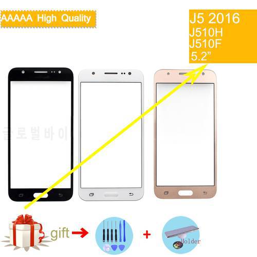 For Samsung Galaxy J5 2016 J510 J510F J510FN J510M J510H SM-J510F Touch Screen Front Panel Glass Lens Outer LCD Glass Replace