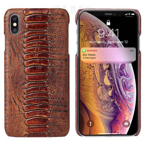 Luxury Genuine Cow Skin Leather Back Phone Case Real Cowhide Amber Grain Protective Cover for iPhone X XR XS MAX