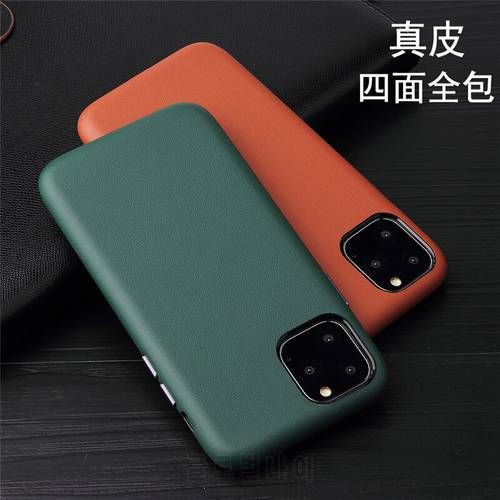2020 New Genuine Leather Business Back Cover Real Natural Calf Cowhide Phone Case For iPhone X XR XS 11 Pro Max 5.8 6.1 6.5