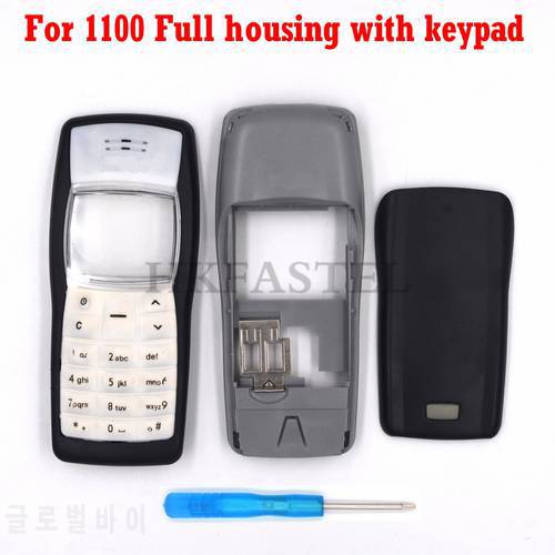 HKFASTEL New high quality Cover For Nokia 1100 Full Mobile Phone housing cover case English / Arabic Keypad Keyboard Tool