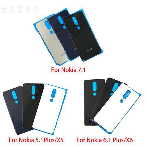 New Back Glass Rear Cover For Nokia 7 7.1 / 5.1 Plus / X5 / 6.1 Plus / X6 / 8.1 / X7 4.2 Battery Door Housing Battery back cover