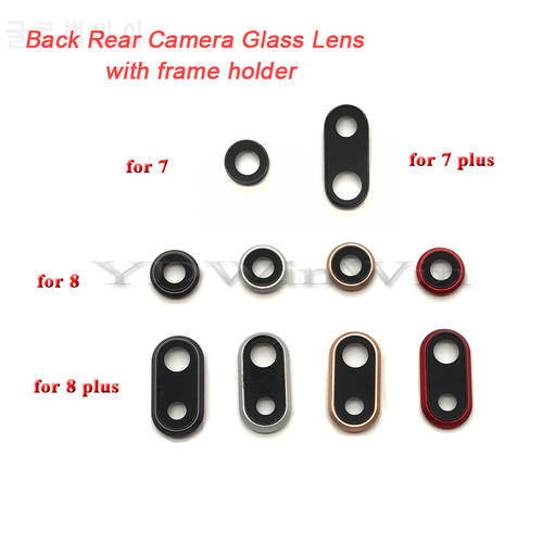 10 pcs Back Rear Camera Glass Lens Ring Cover For iPhone 7 7plus 8 Plus with frame holder Replacement Parts