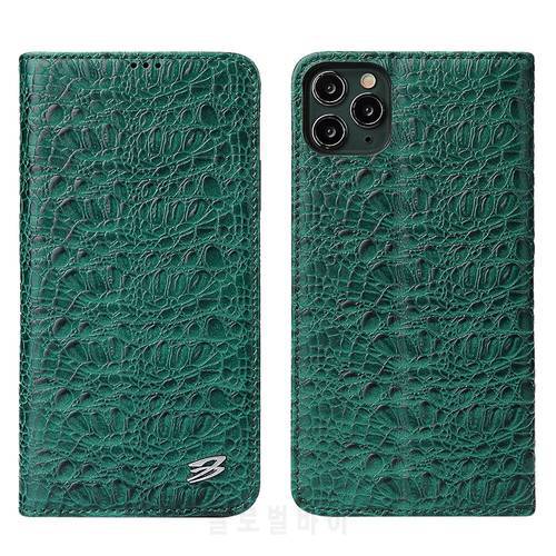 2020 Crocodile Grain Genuine Leather Cover For iPhone 11 Pro Max 5.8 6.1 6.5 Real Cowhide Flip Magnetic Case Wallet For iPhone11
