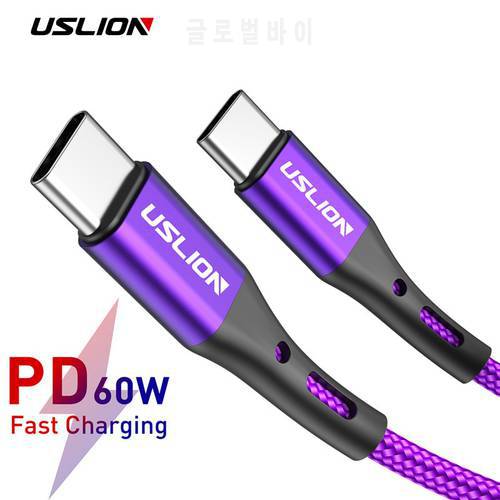 USLION 3m Type C USB Cable For Huawei P30 Redmi K20 Samsung S9 Plus Type C USBC Wire Support PD 100W QC3.0 3A Quick Charge Cable