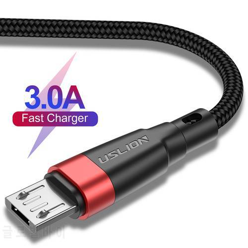USLION Micro USB Cable for Samsung Android Data Cable Cord QC 3.0 Fast Charging Cable for Xiaomi Redmi Mobile Phone USB Cable