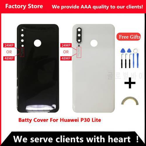 Q&Y QYJOY Battery Back Cover For Huawei P30 Lite Door Case For HUAWEI P30 Lite Housing Replacement + Back Camera Glass Lens Case
