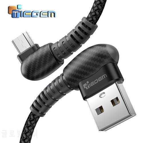 TIEGEM Micro USB Cable 2A Fast Charging Cable 90 Degree Mobile Phone USB Charger Cable for Samsung Xiaomi Huawei Android Device