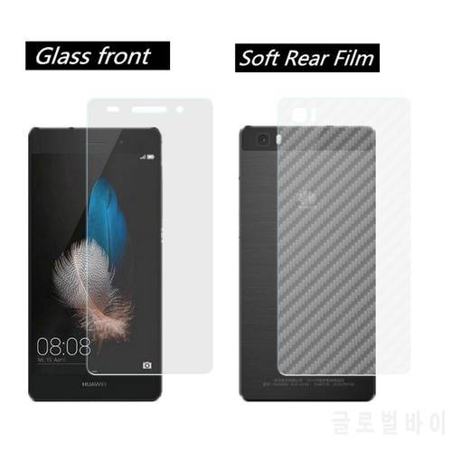 Soft Rear Film +Tempered Glass Screen Protector For Huawei P6 P7 P8 Lite P9 P10 P20 Pro Lite 2017 Front Back Protective Stickers