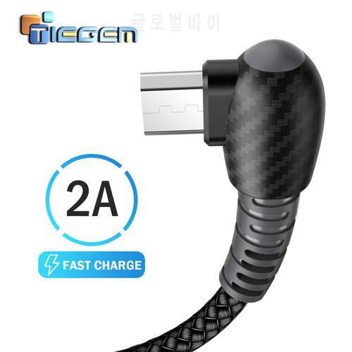 TIEGEM Micro USB Cable 2A Fast Charging Sync Data Cable for Samsung Galaxy C5 1M 2M Huawei Xiaomi 90-Degree Mobile Phone Cables